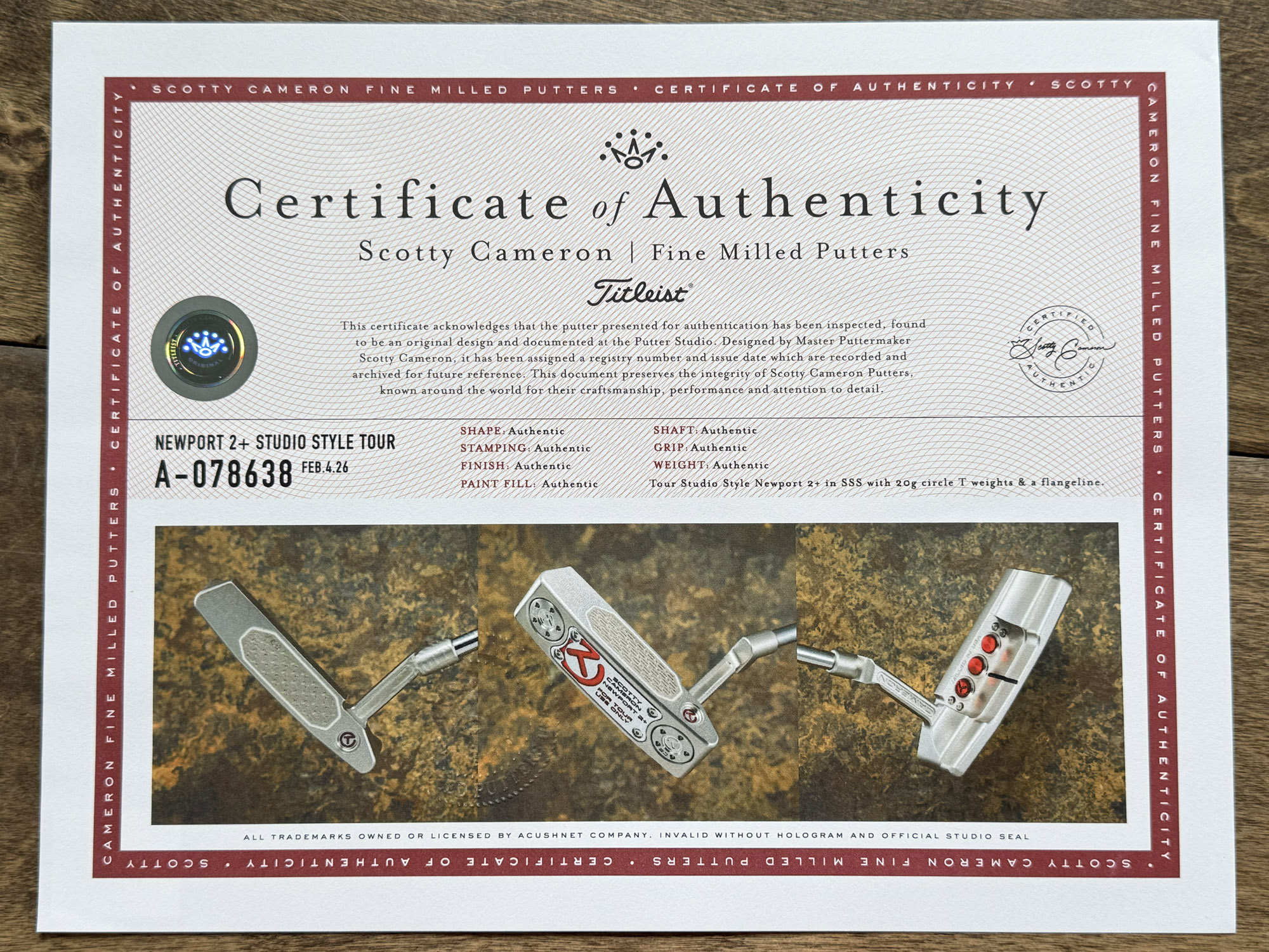 Scotty Cameron Tour Only Newport 2+ “PLUS” Studio Style Circle T 360G w/ Carbon Steel “Chain-Link” Milled Insert - Image 14