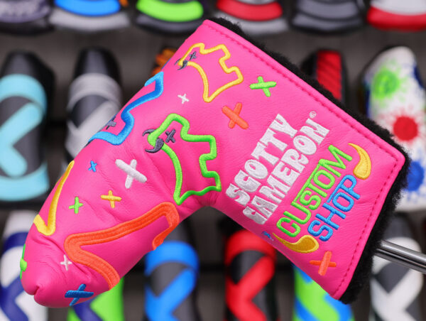 scotty cameron custom shop pink neon dancing junk yard dog blade putter headcover