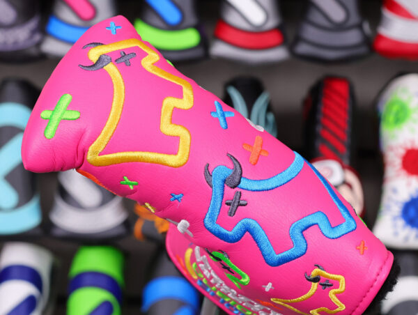 scotty cameron custom shop pink neon dancing junk yard dog blade putter headcover