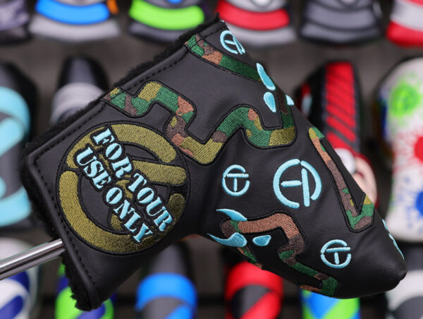 scotty cameron for tour use only camo and tiffany bulldog circle t mid mallet headcover