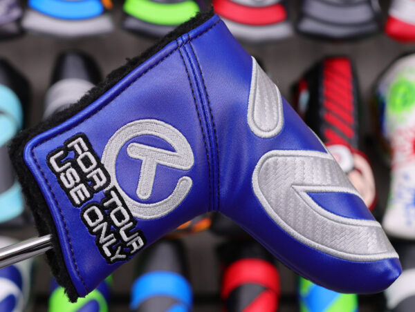 scotty cameron for tour use only navy blue and silver carbon rush industrial circle t blade putter headcover
