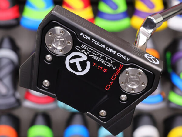 scotty cameron tour only two tone black and silver phantom x t11.5 circle t 360g putter with welded and polished sss plumber neck black shaft and red dual top lines golf club