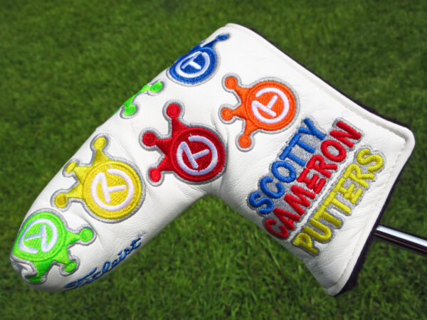 scotty cameron for tour use only white dancing paint splash crowns circle t blade putter headcover