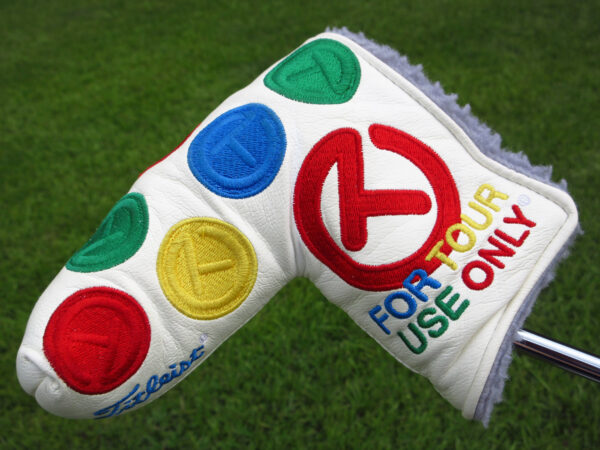 scotty cameron for tour use only white twister dots circle t blade putter headcover