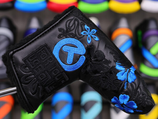 scotty cameron for tour use only 2019 sony open in hawaii black and blue lights out luau hula girl circle t blade putter headcover