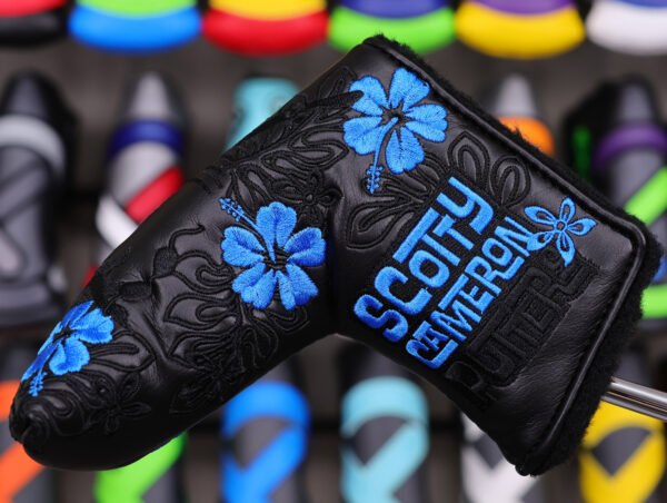 scotty cameron for tour use only 2019 sony open in hawaii black and blue lights out luau hula girl circle t blade putter headcover
