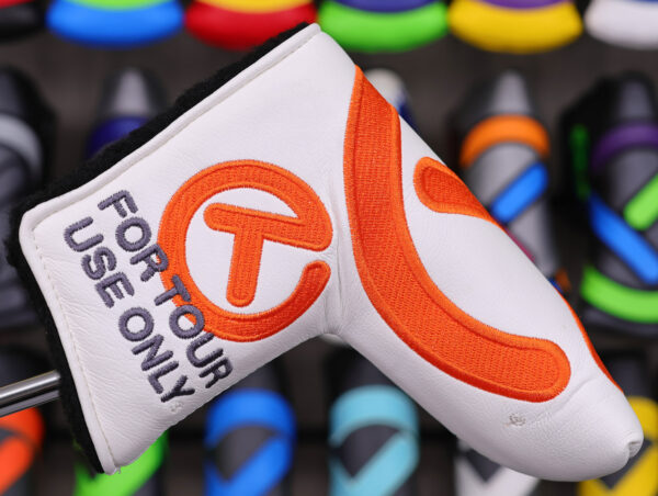 scotty cameron for tour use only white and orange industrial circle t blade putter headcover