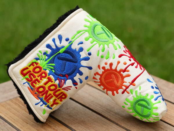 scotty cameron for tour use only white paint splash dancing circle t blade putter headcover