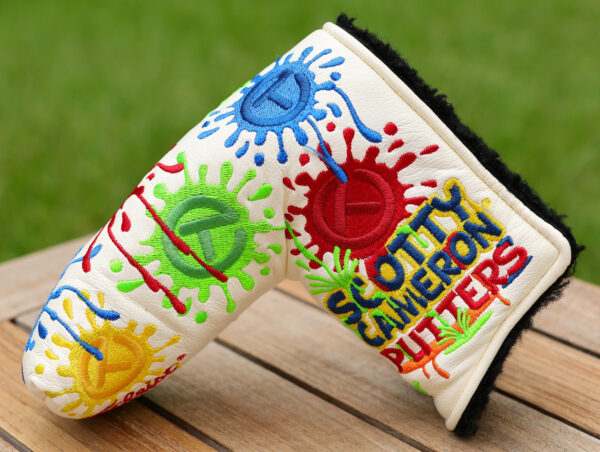 scotty cameron for tour use only white paint splash dancing circle t blade putter headcover