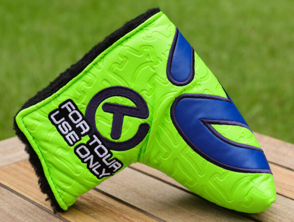 scotty cameron for tour use only lime green and navy blue tour rat industrial circle t mid mallet headcover