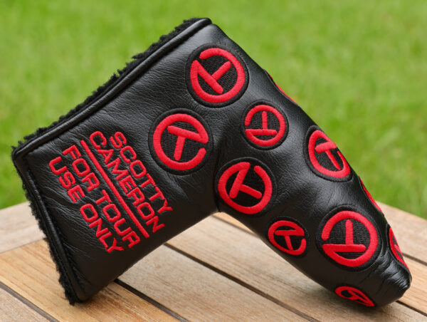 scotty cameron for tour use only black and red dancing circle t patches blade putter headcover