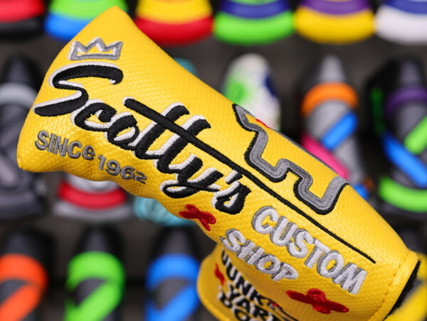 scotty cameron yellow custom shop junk yard dog carbon fiber blade headcover