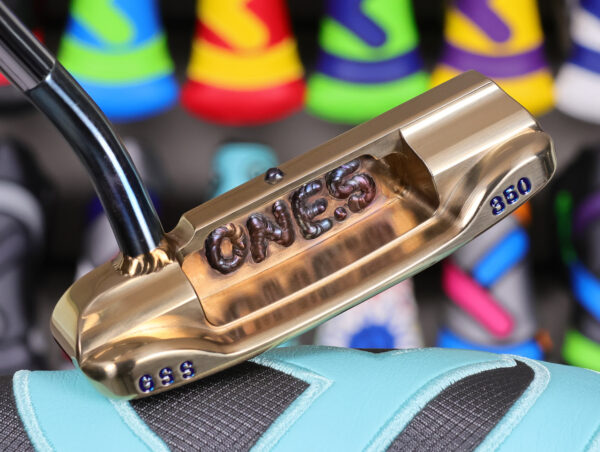 scotty cameron two tone chromatic bronze gss masterful 009m one five 350g putter with chromatic blue welded 1.5 pipe neck golf club